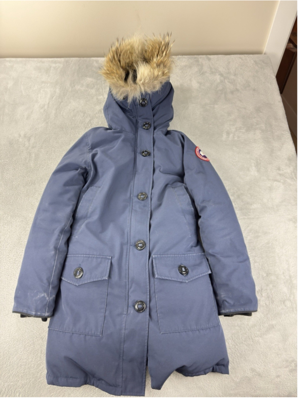 Canada Goose Women's Size Small Bronte Blue Parka 2600JL 100% White Duck Down